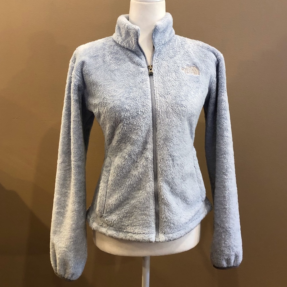 The North Face Light Blue Zip Front Jacket, Size M